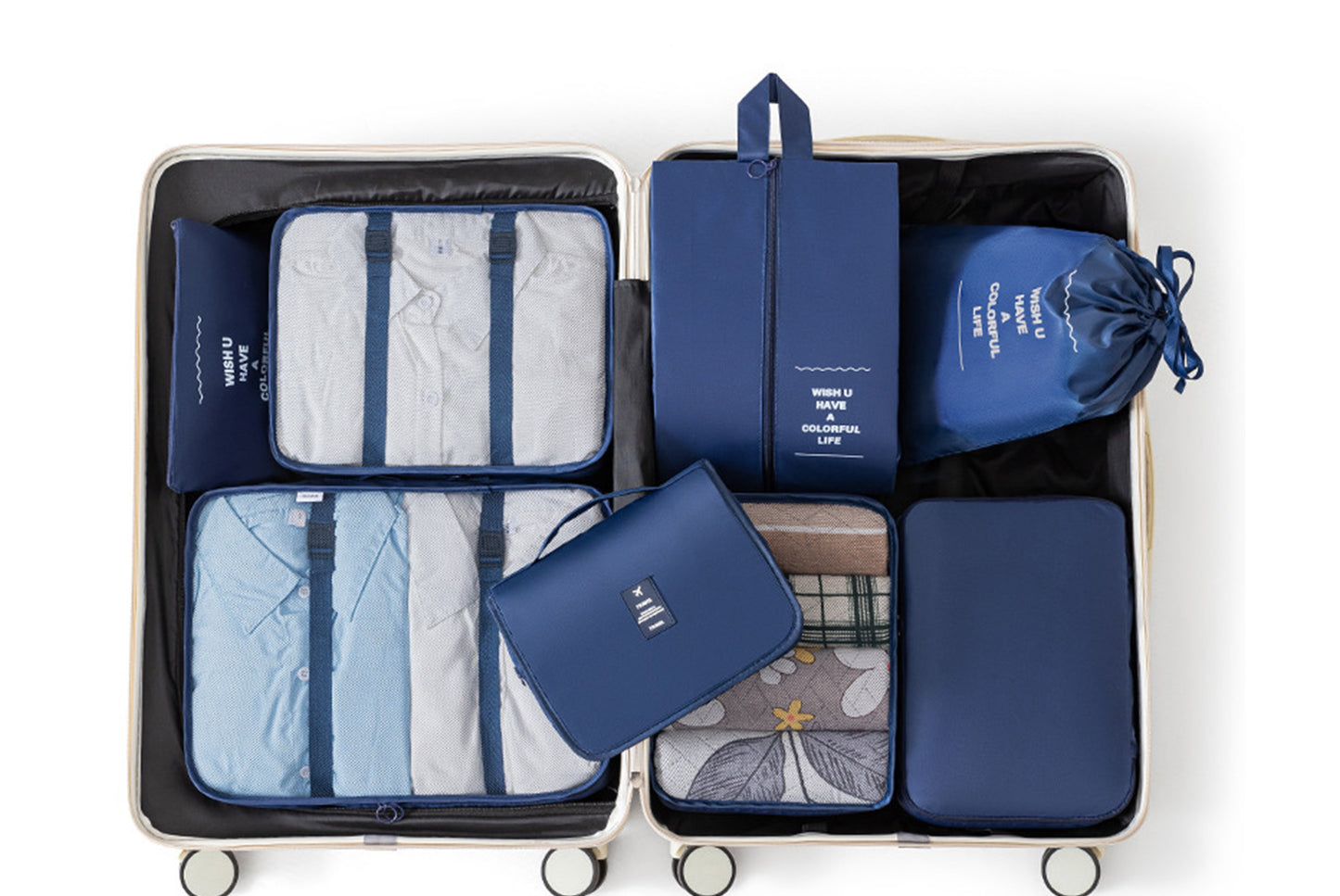 Travel storage bag set of eight