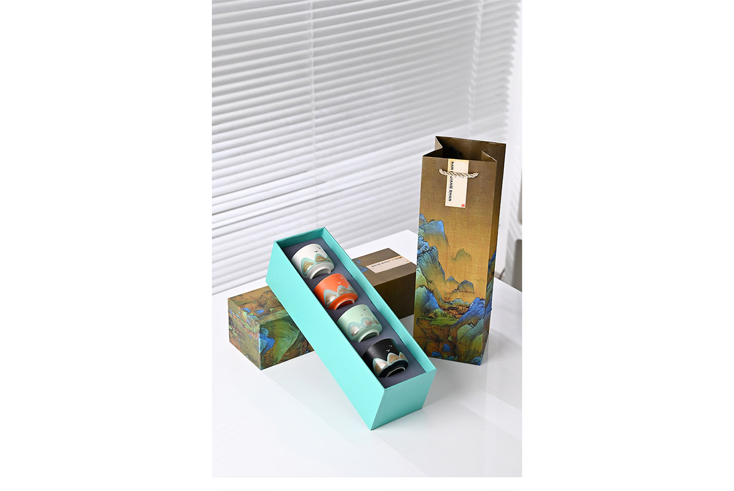 Wanli River Mountain Hand-Painted Ceramic Tea Set