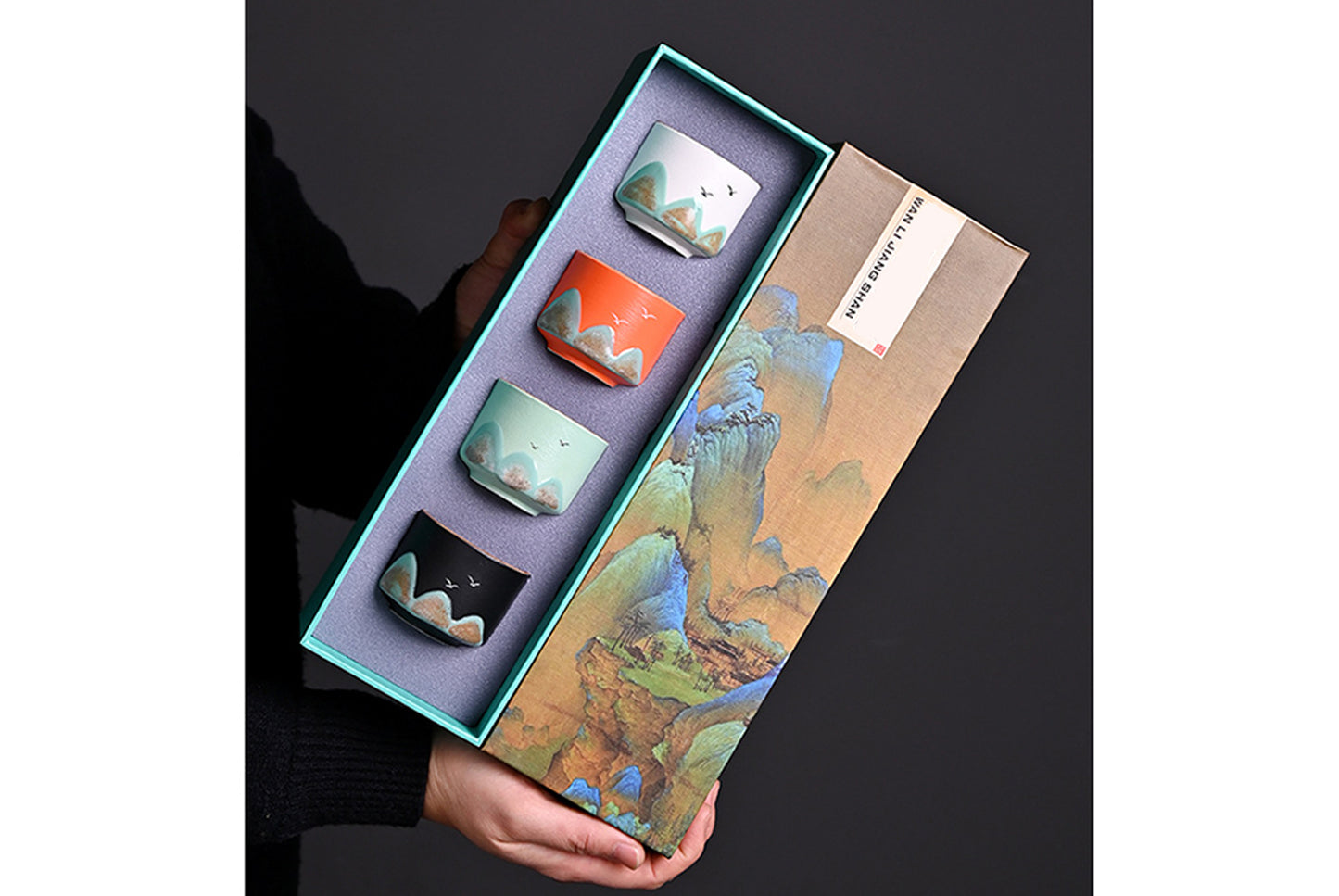 Wanli River Mountain Hand-Painted Ceramic Tea Set
