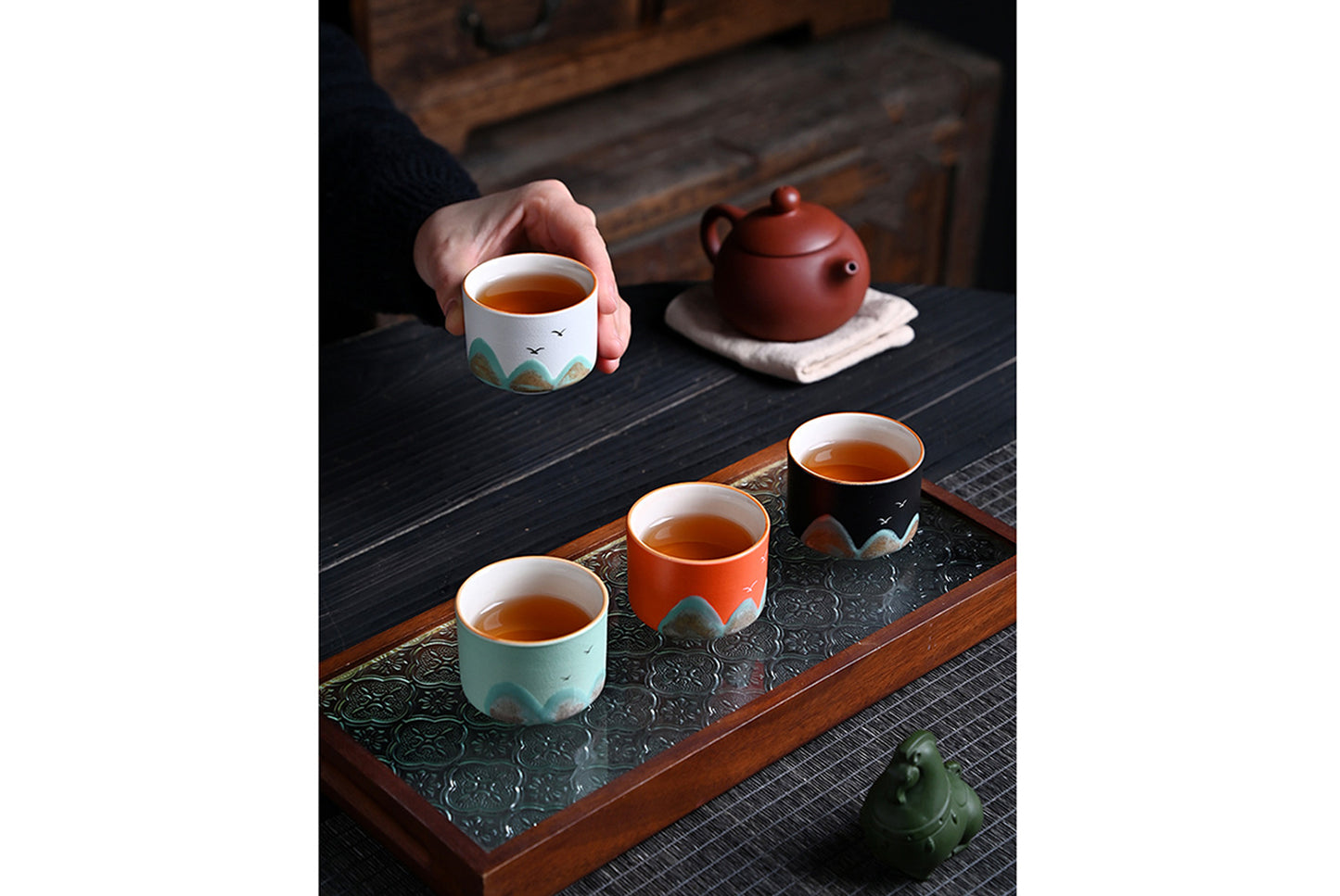 Wanli River Mountain Hand-Painted Ceramic Tea Set