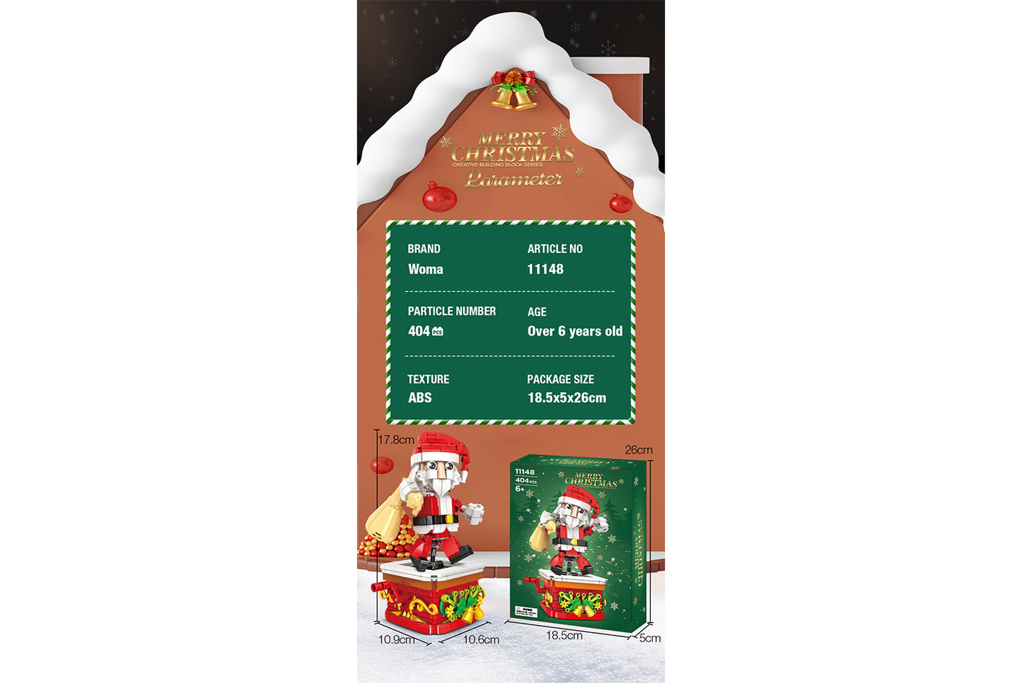 Building Block Santa Claus Ornament