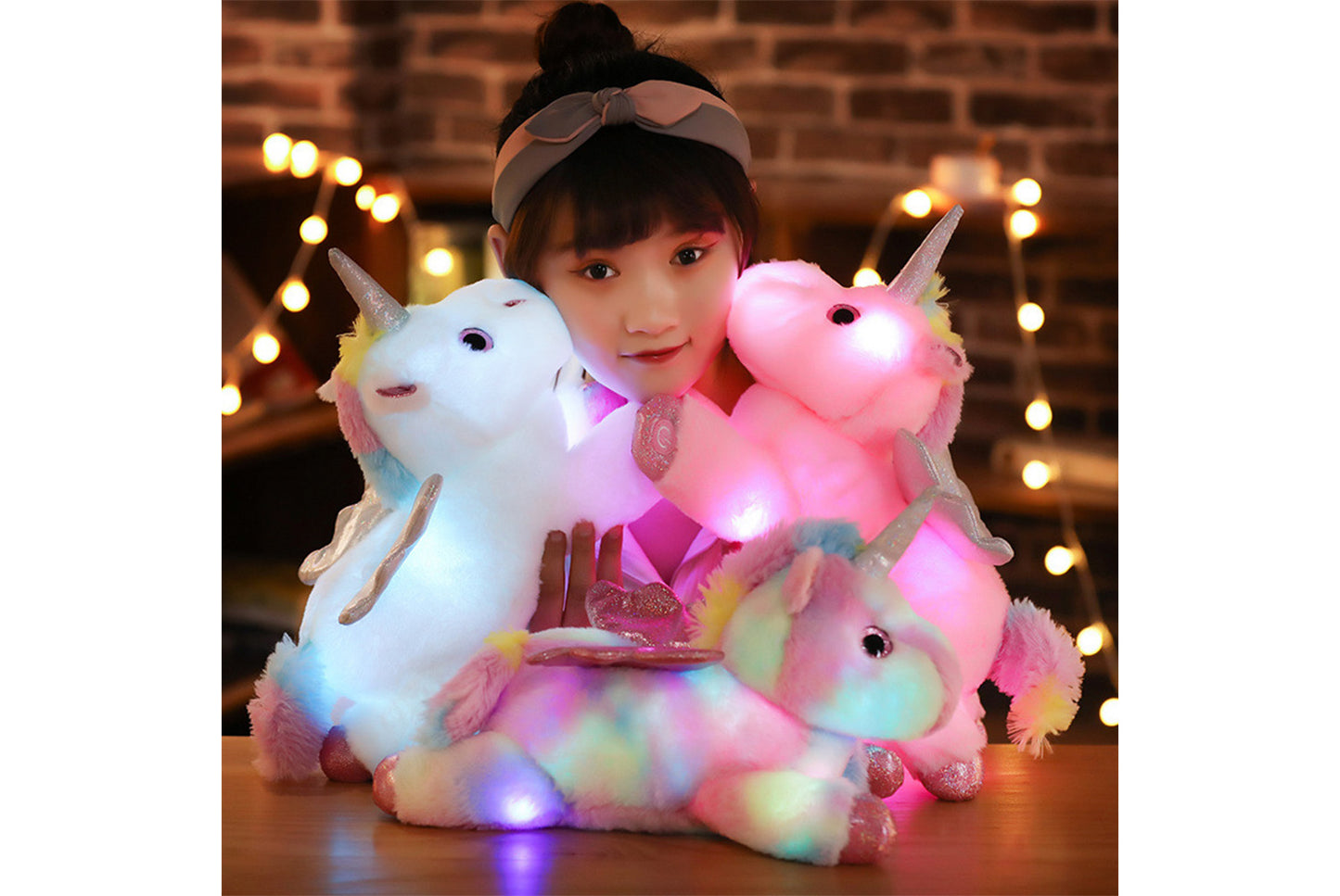 *Colorful Light-Up Unicorn Plush | Soothing Plush Toy Pillow for Girls**