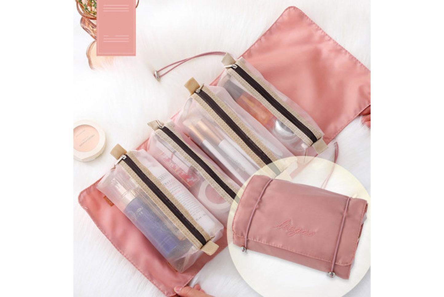 Detachable mesh toiletry bag