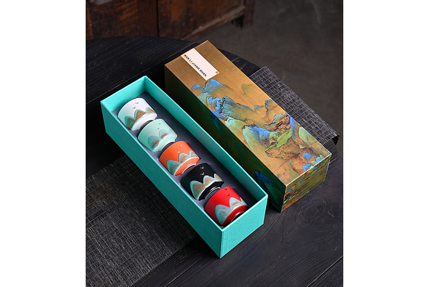 Wanli River Mountain Hand-Painted Ceramic Tea Set