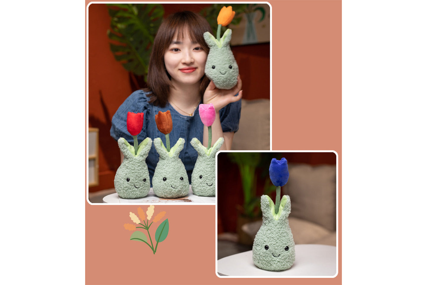 **Cute Simulated Tulip Flower | Home Decor Plush Toy**