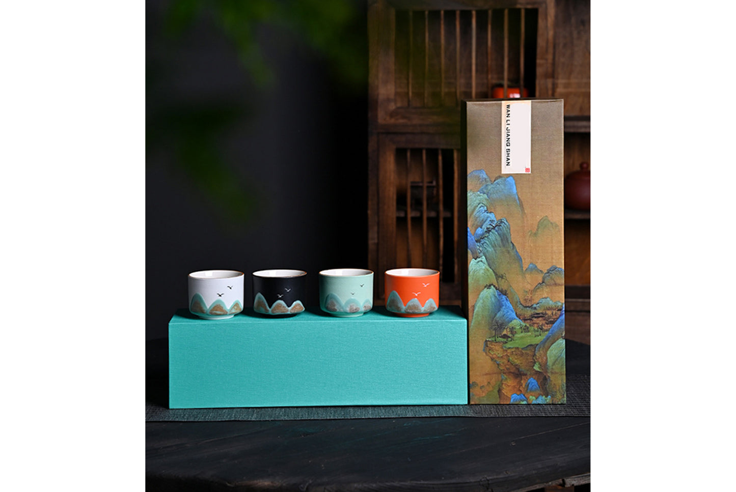 Wanli River Mountain Hand-Painted Ceramic Tea Set