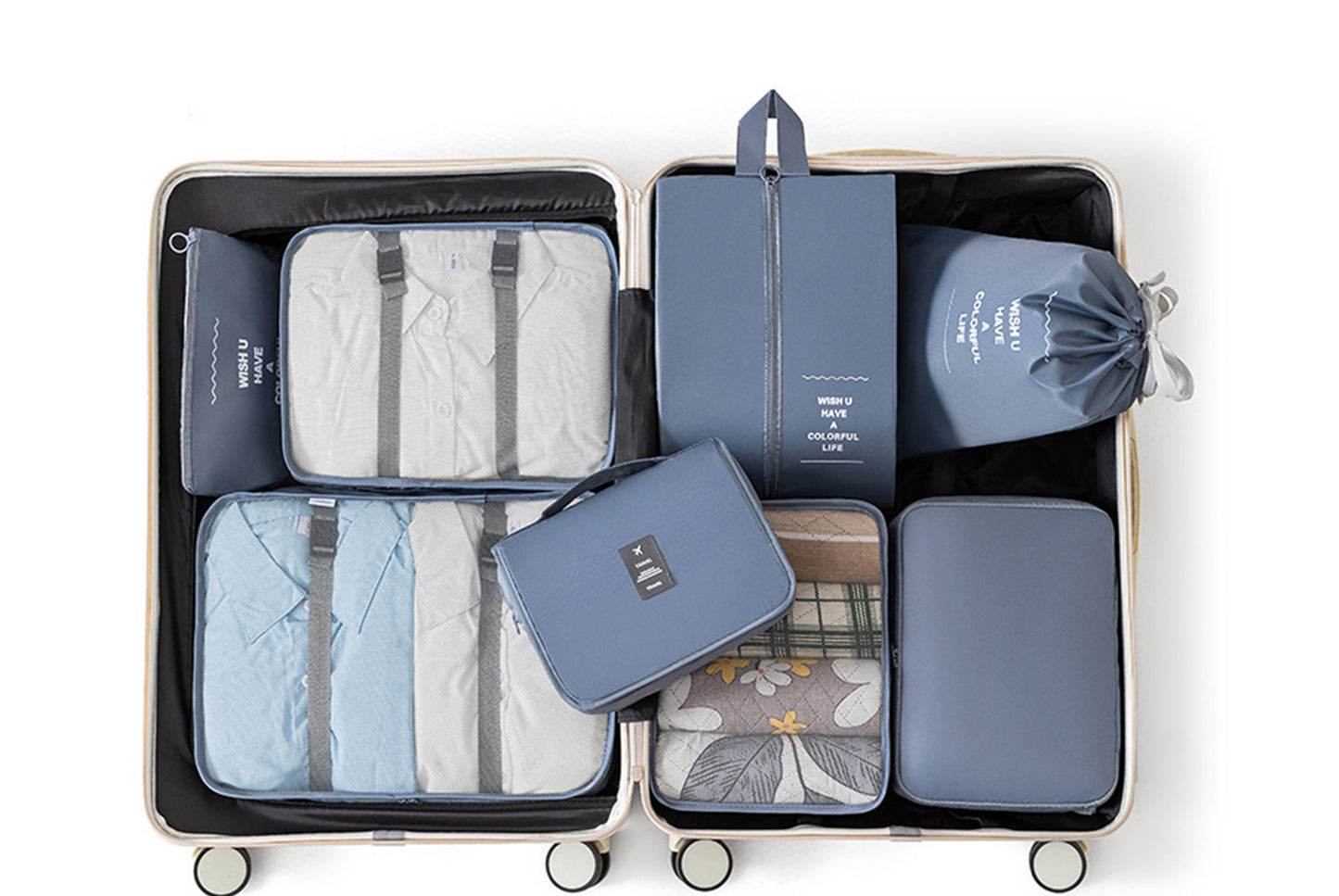 Travel storage bag set of eight