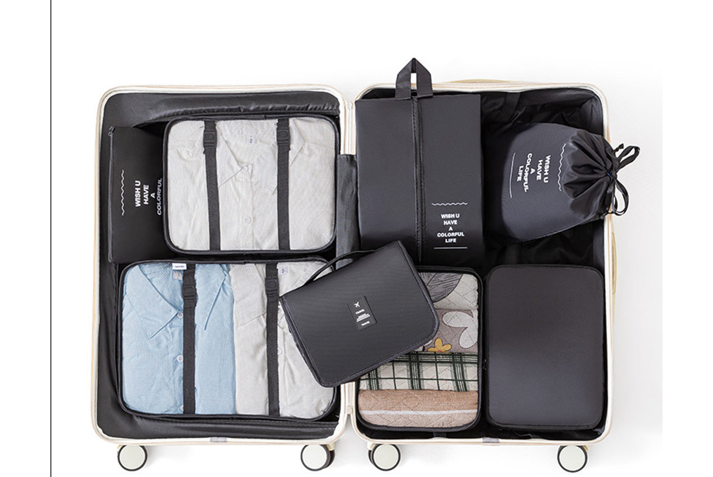 Travel storage bag set of eight