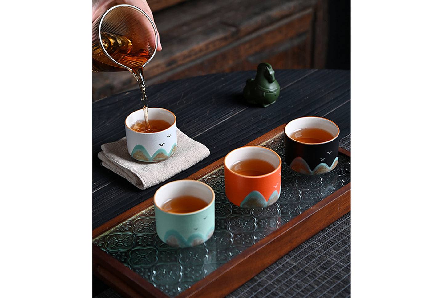 Wanli River Mountain Hand-Painted Ceramic Tea Set