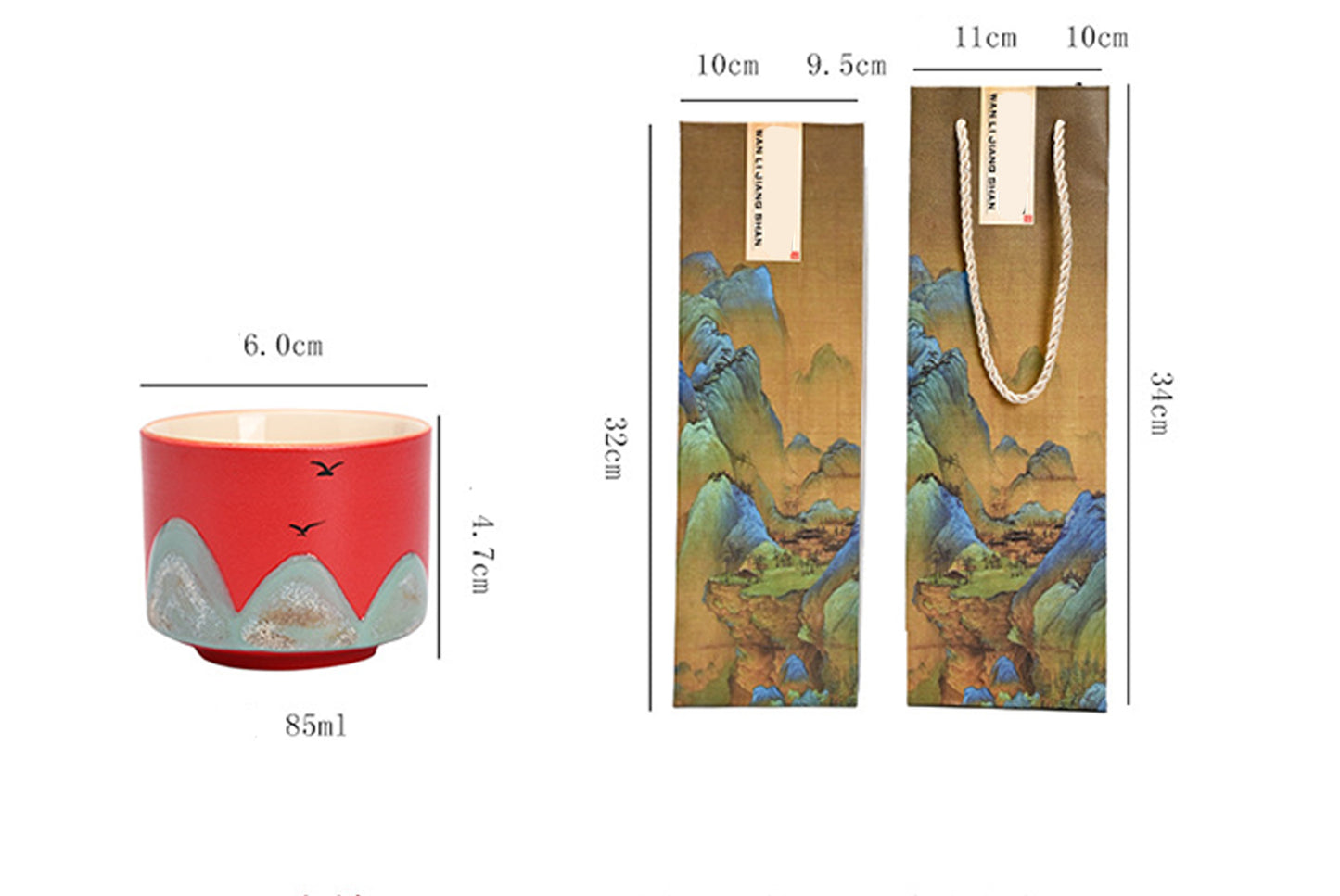 Wanli River Mountain Hand-Painted Ceramic Tea Set