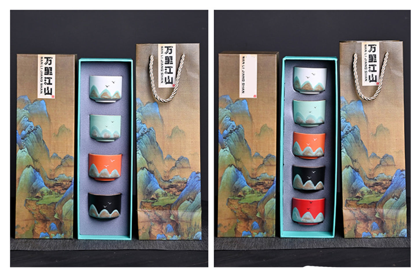 Wanli River Mountain Hand-Painted Ceramic Tea Set