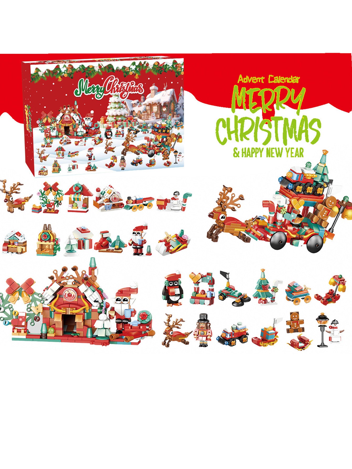Christmas blind box countdown assembly building block toys