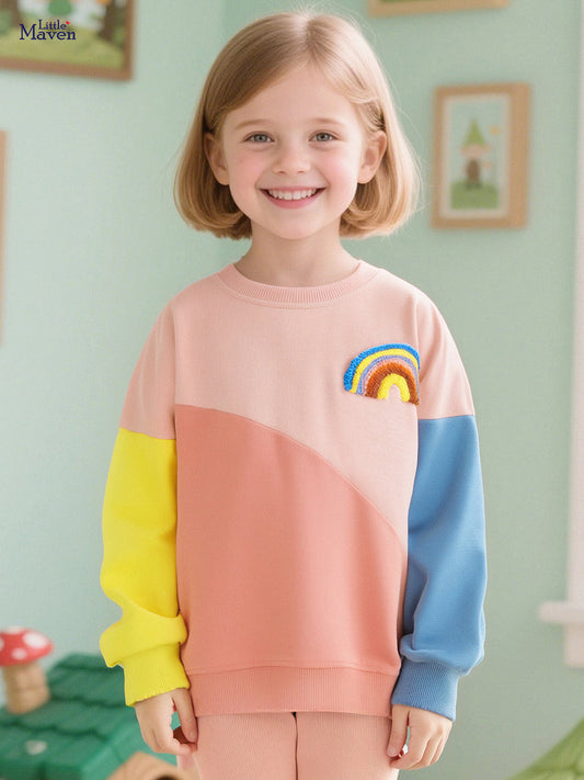 Pure Cotton Girls' Long-Sleeved Sweatshirt