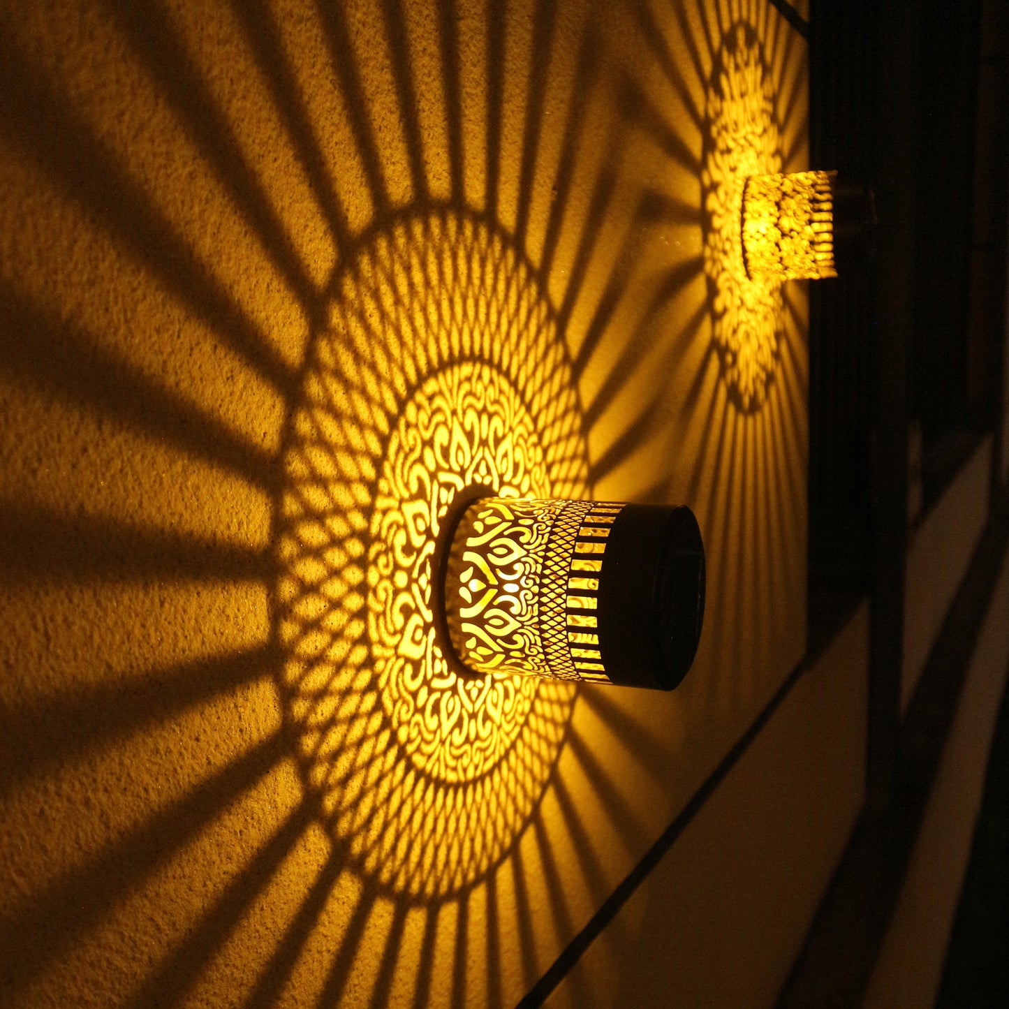 Solar-Powered Wall-Mounted Perforated Projector Light