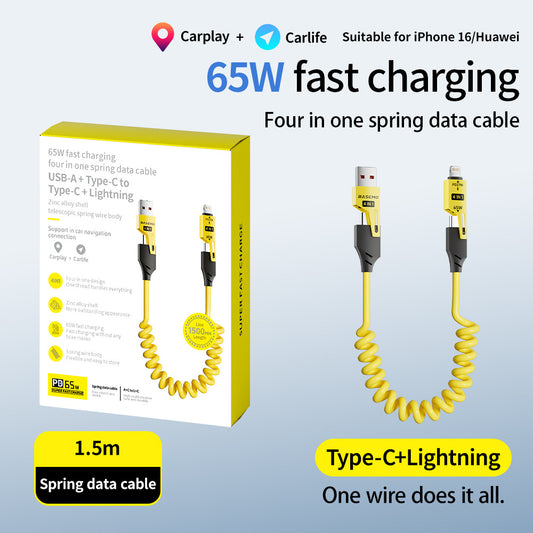 # Spring-Retractable 4-in-1 Data Cable