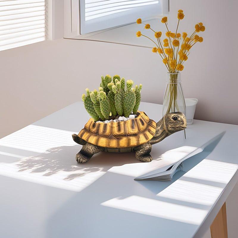 Creative Turtle Resin Flowerpot Ornament