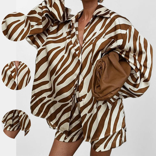 # Casual Printed Top and Shorts Two-Piece Set