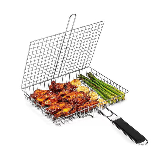 Stainless Steel Folding Handle BBQ Clip/Grill Net