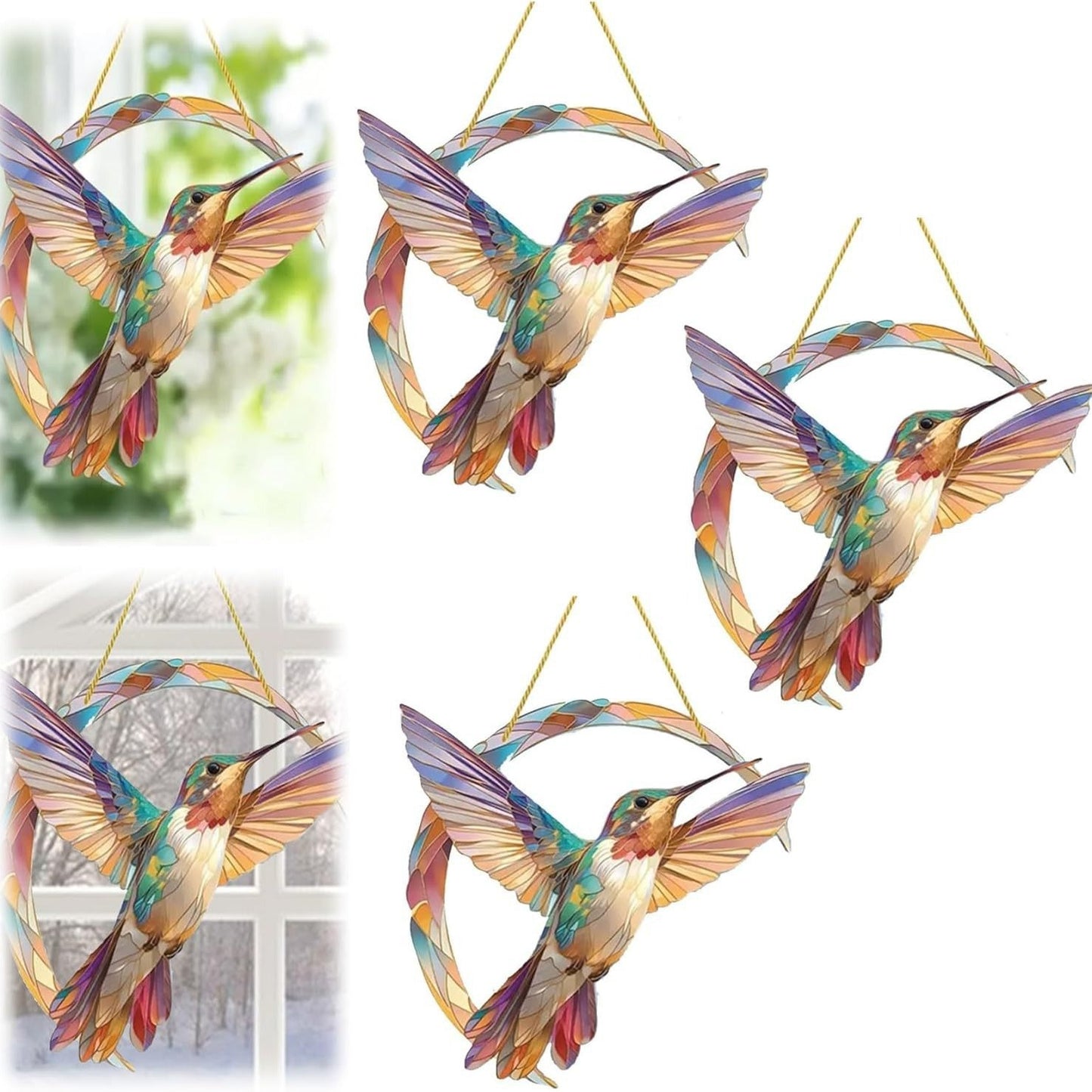 **Transparent Acrylic Hummingbird Wall Hanging Ornament**