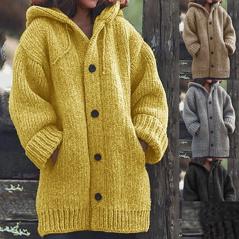 New Mid-Length Cardigan Hooded Jacket