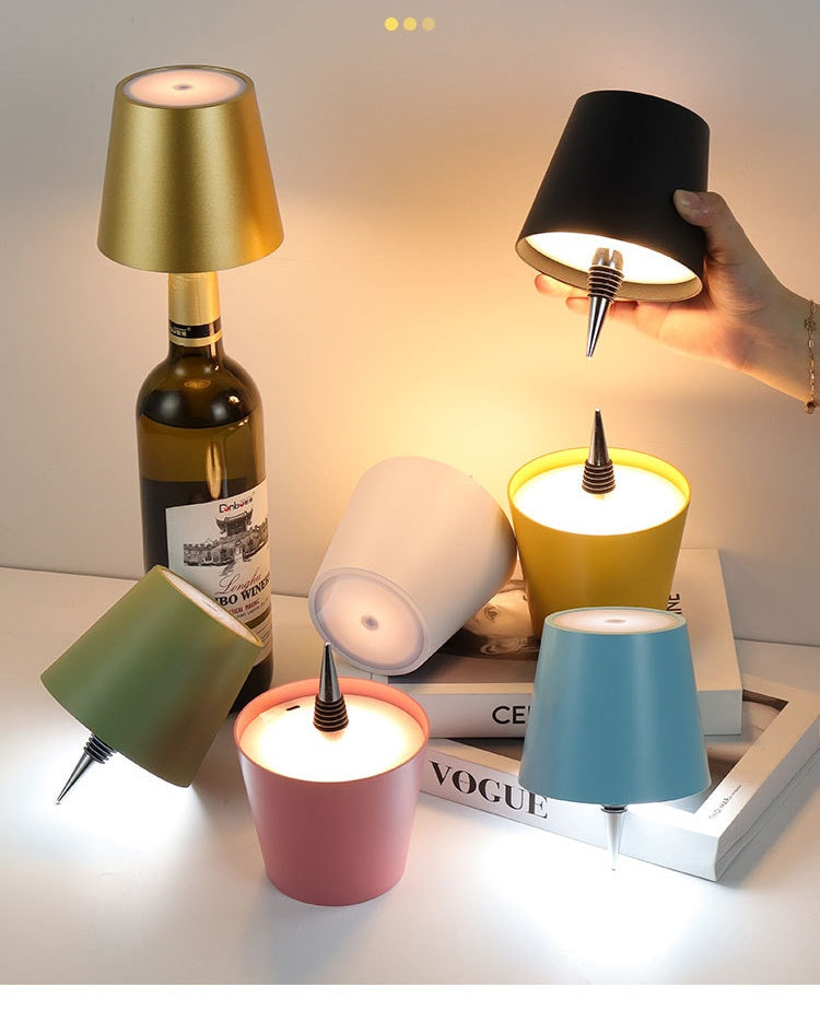 LED Ambient Table Lamp with Insert-Type Wine Bottle Design