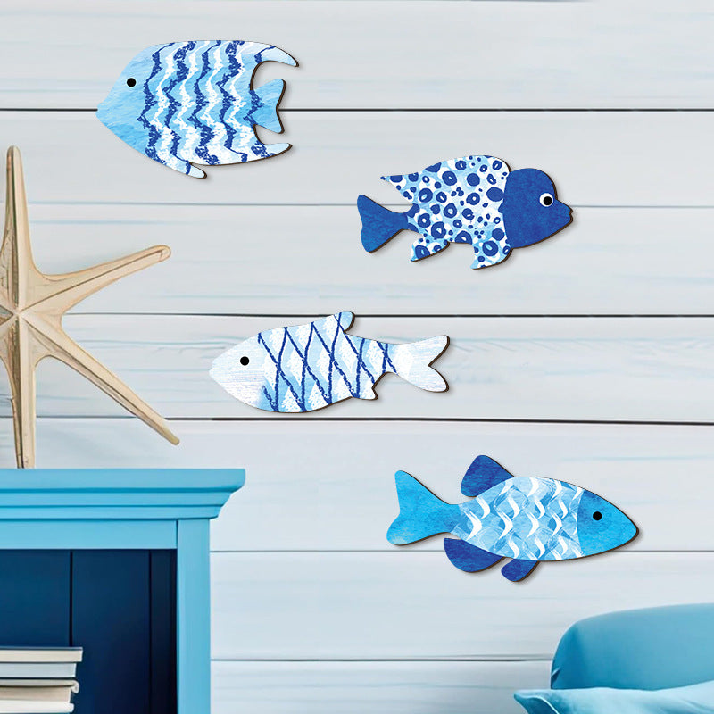 Beach Fish-Shaped Bathroom Wall Decor Set
