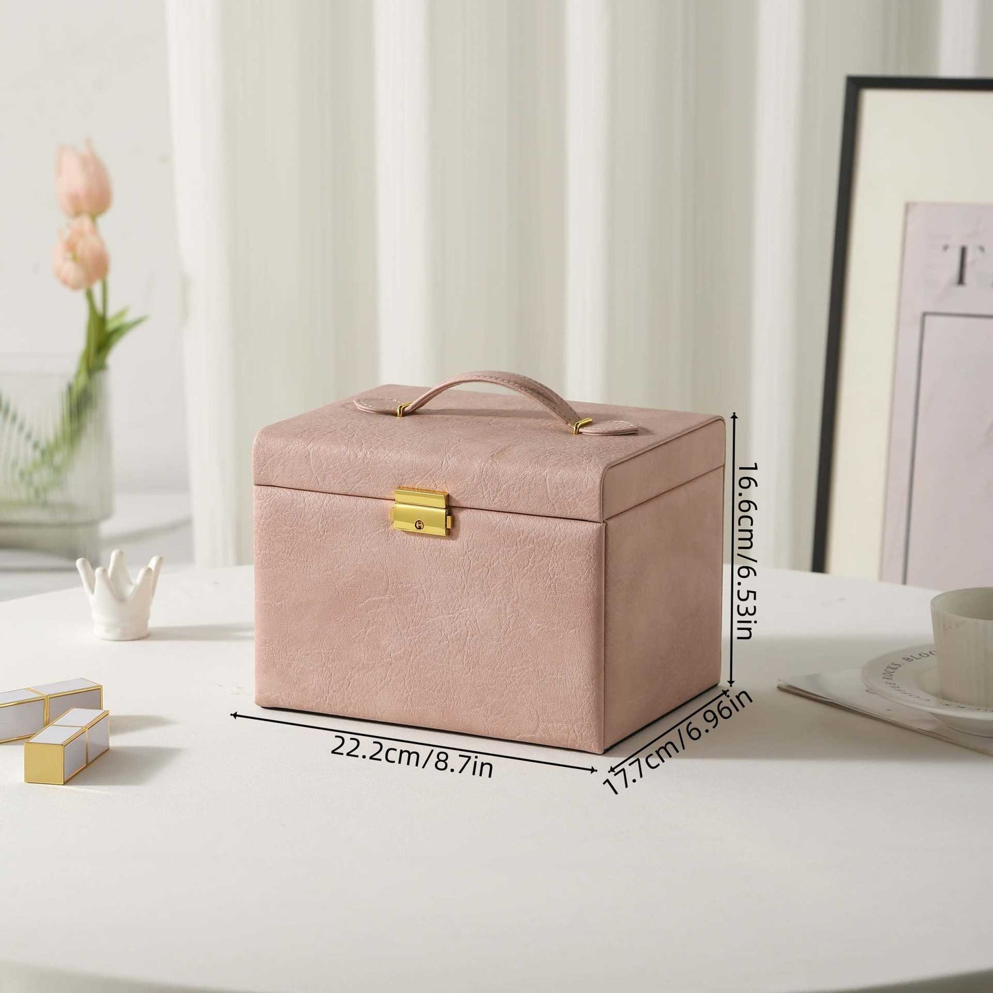 **4-Layer Handheld LED Makeup Mirror Jewelry Organizer**