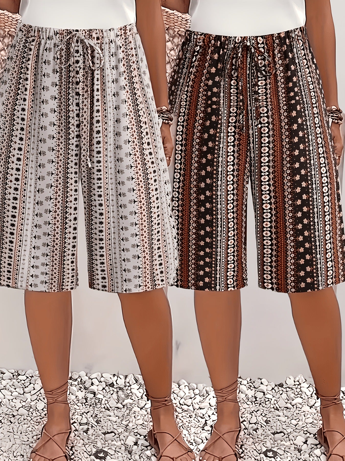 # Women's Retro Print Casual Mid-Length Shorts