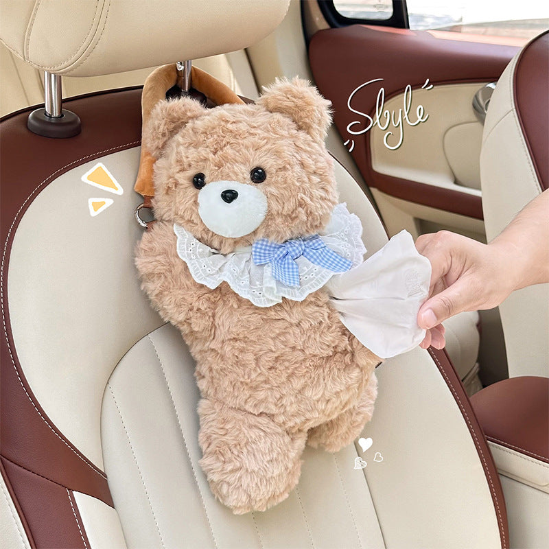 **Cartoon Plush Car Tissue Box**