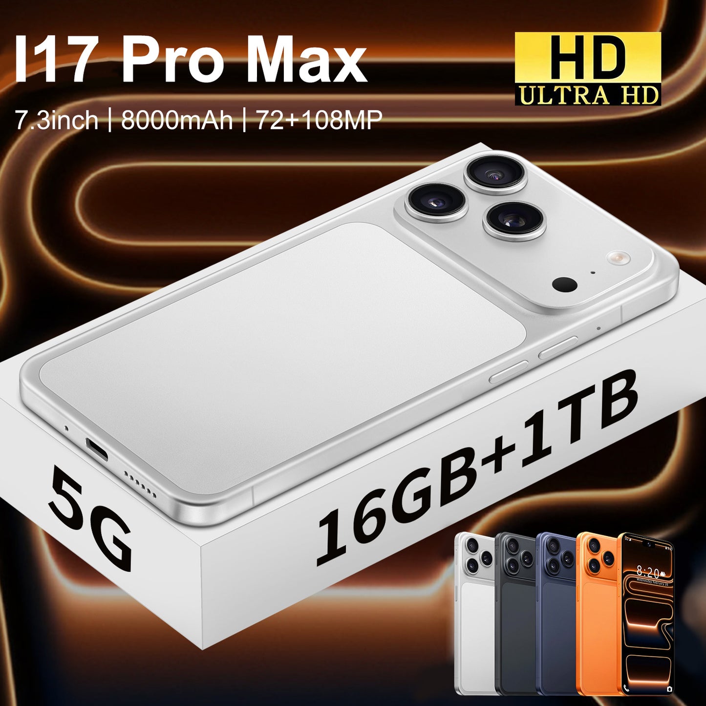 **I17 Pro Max 7.3-inch Dynamic Island 16+1TB Smart Android Phone**