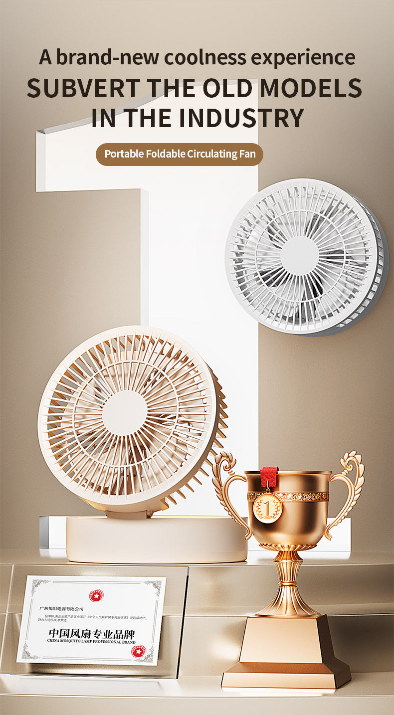 # Foldable Desktop Rechargeable Fan with Mirror