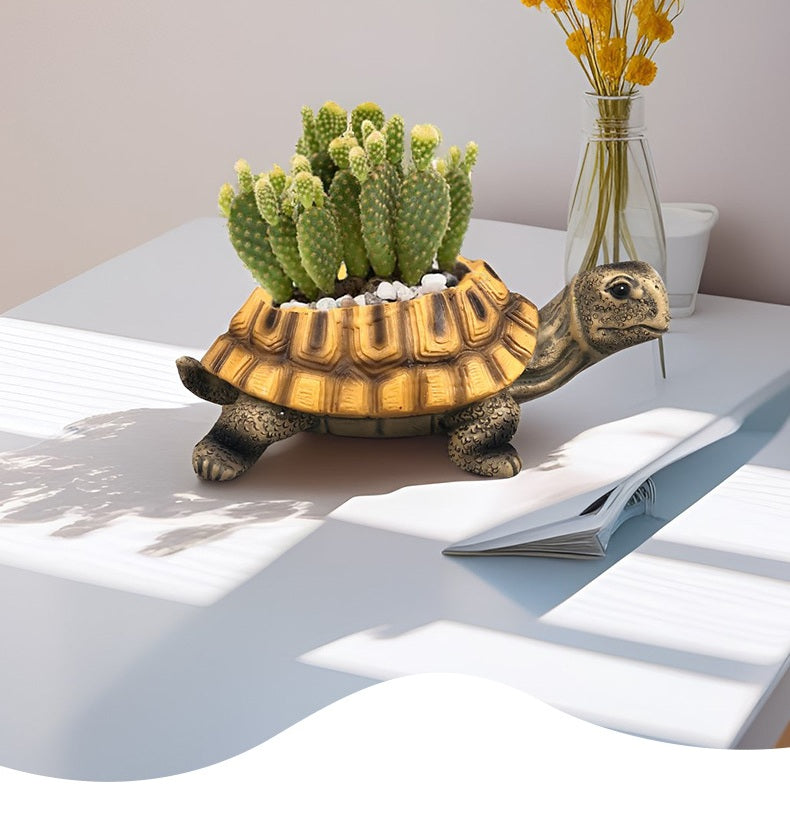 Creative Turtle Resin Flowerpot Ornament