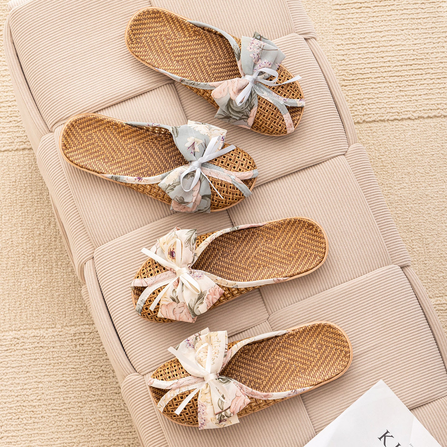 Women's Rattan &amp; Hemp Woven Closed-Toe Slippers
