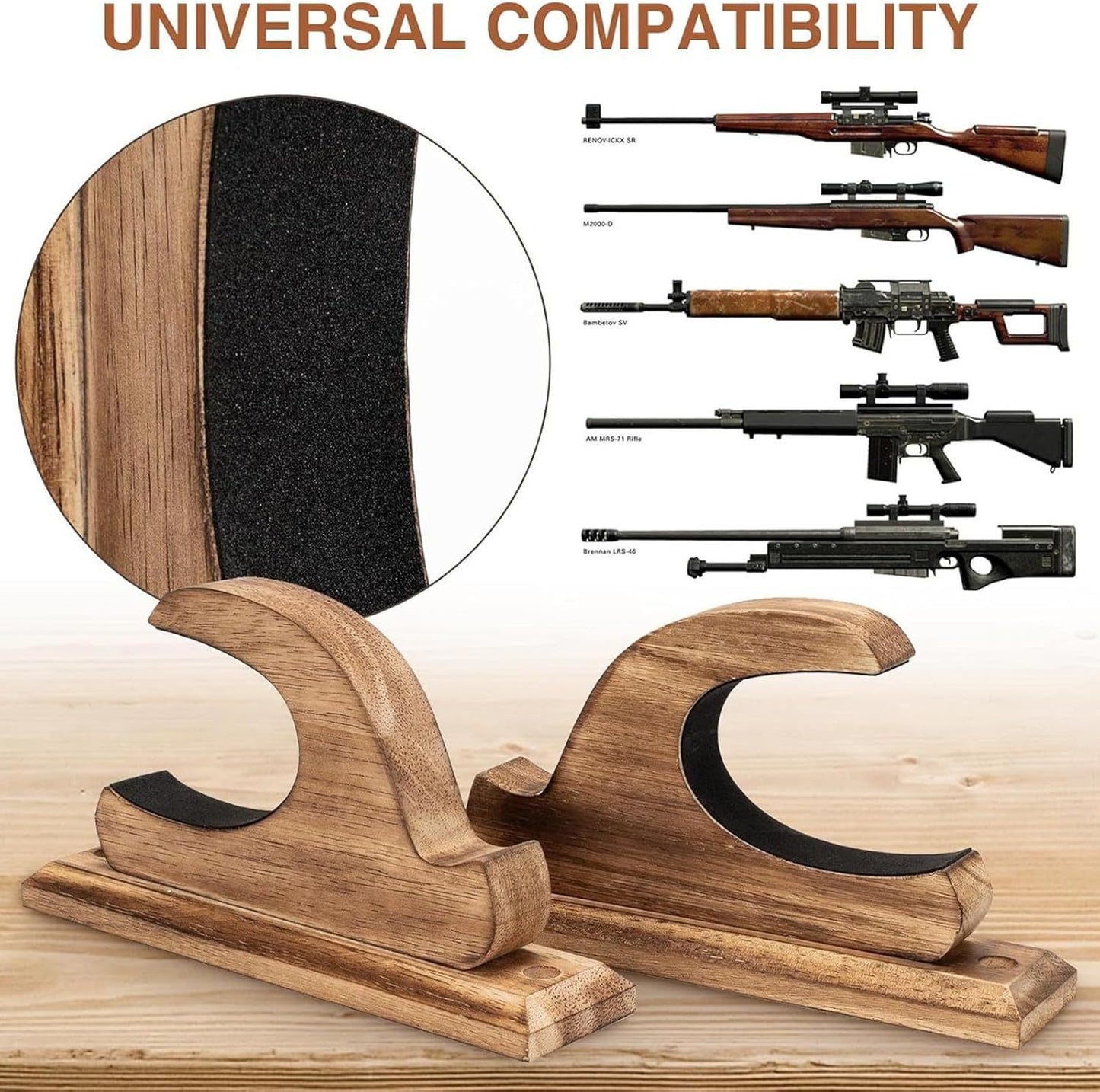 Solid Wood Wall-Mounted Gun Rack