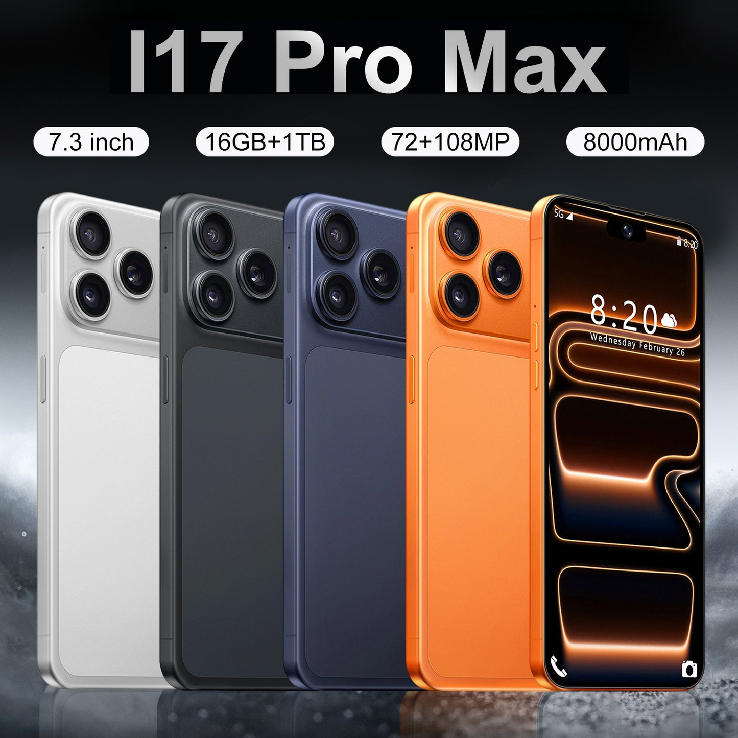 **I17 Pro Max 7.3-inch Dynamic Island 16+1TB Smart Android Phone**