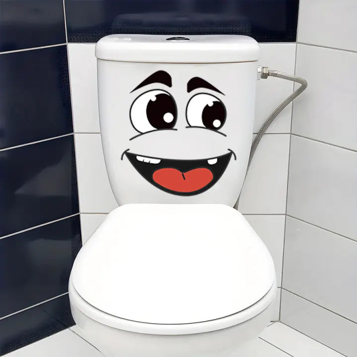 # Funny Smiley Face Toilet and Trash Can Decorative Stickers