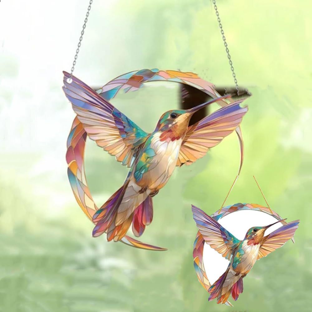 **Transparent Acrylic Hummingbird Wall Hanging Ornament**