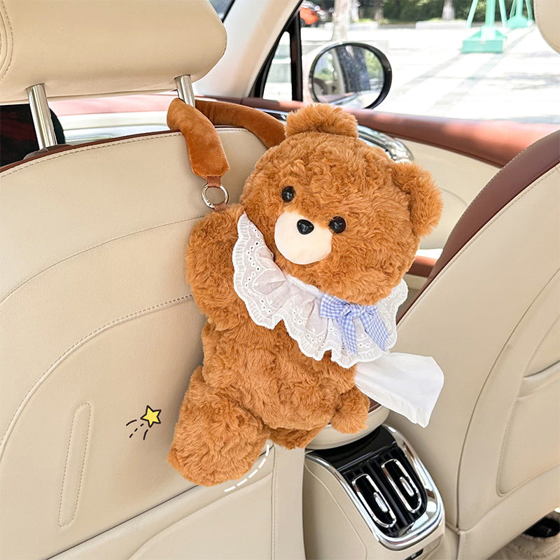 **Cartoon Plush Car Tissue Box**