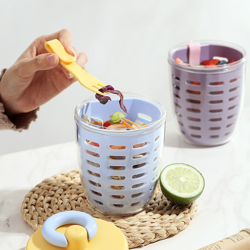 # Double-Layer Draining Portable Salad Cup