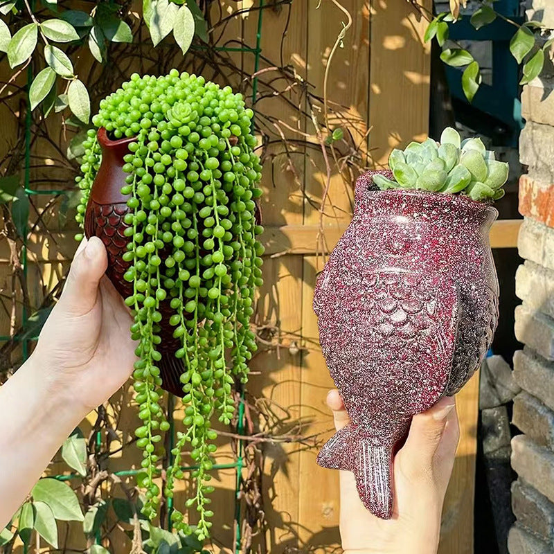 # Spotted Fish Wall-Mounted Flower Pot