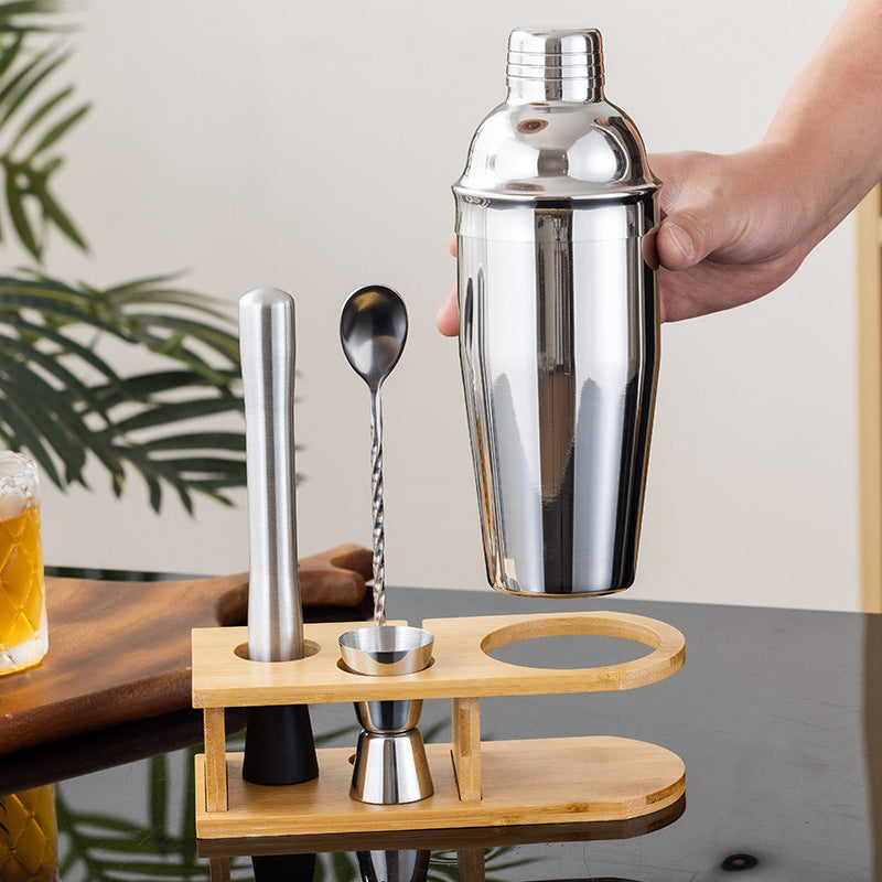 Stainless Steel Bamboo Shaker Set | 4-Piece Set