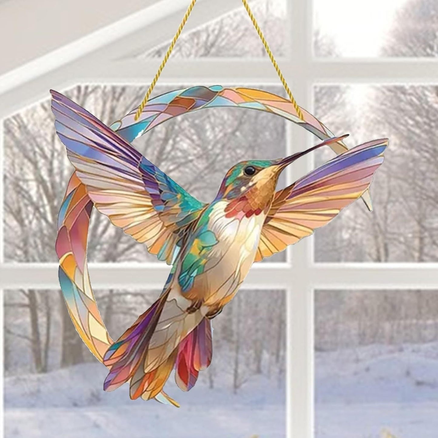 **Transparent Acrylic Hummingbird Wall Hanging Ornament**