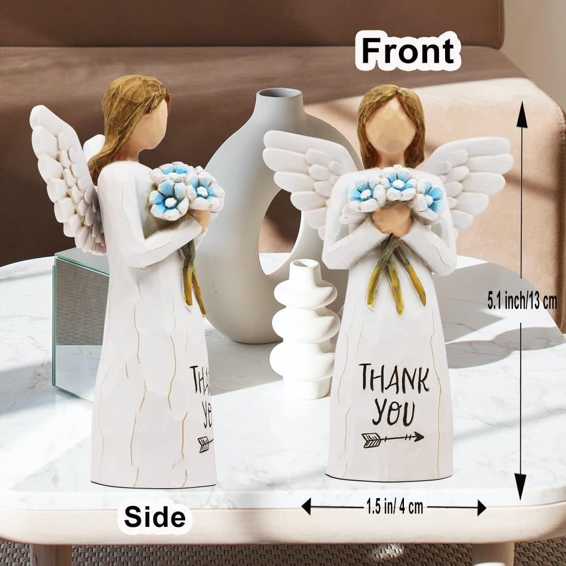 Angel with Wings Holding Flowers Sculpture