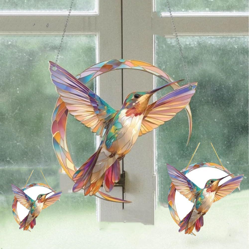 **Transparent Acrylic Hummingbird Wall Hanging Ornament**