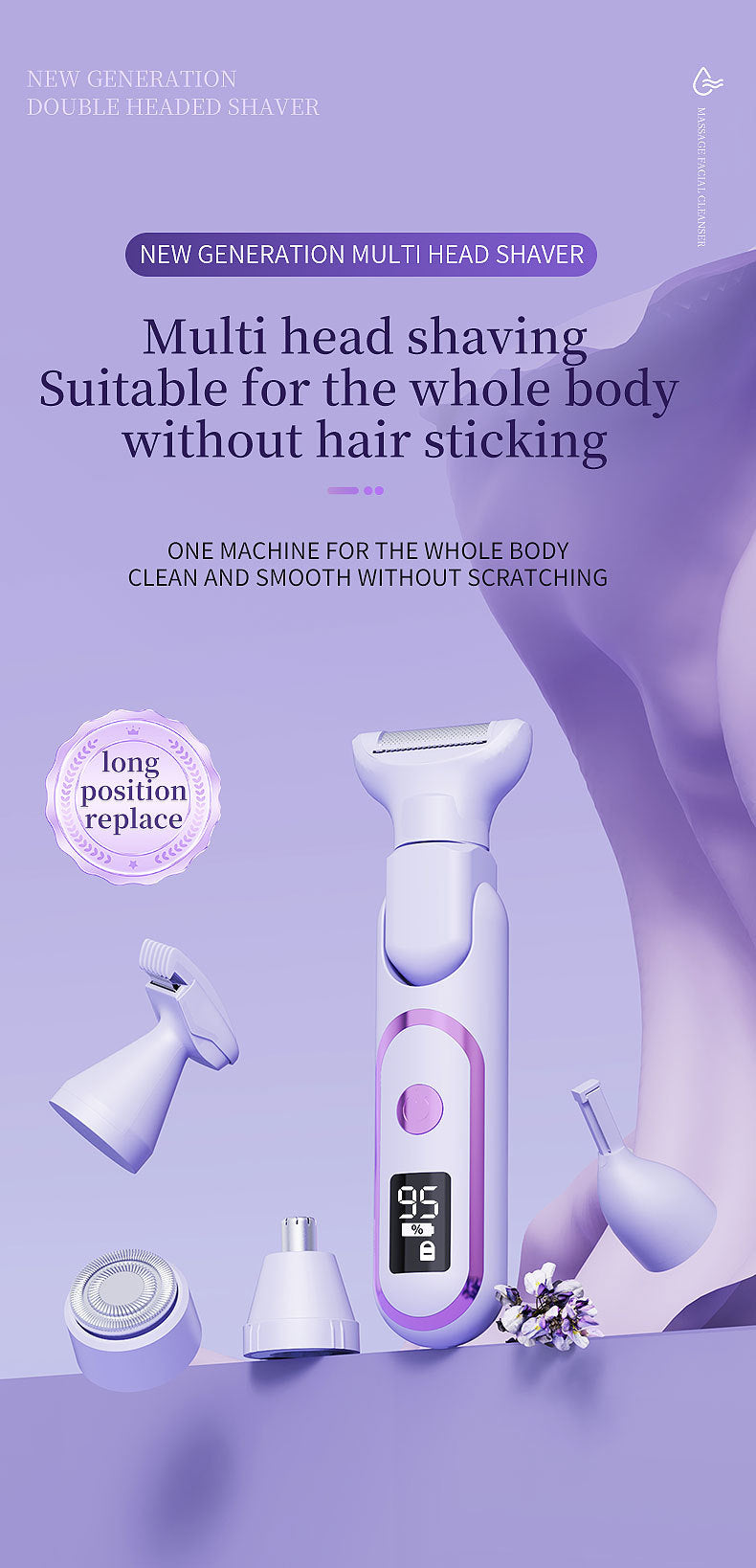 # Digital Display 5-in-1 Electric Hair Shaver for Women