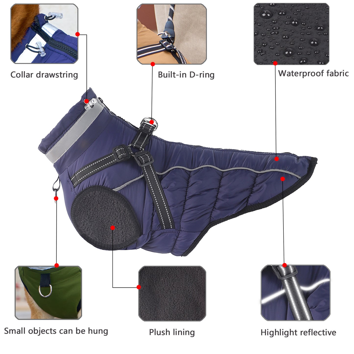 Winter Warm Jacket for Medium to Large Dogs