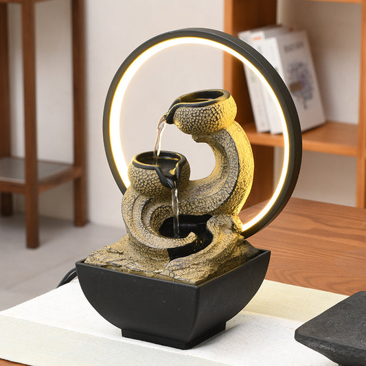 #Luxury Retro Circulating Water Feature Desktop Ornament
