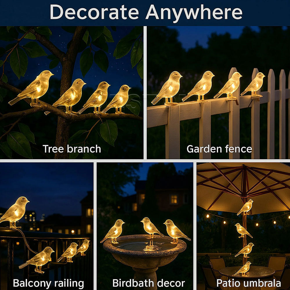 # Solar-Powered Outdoor Bird Decorative String Lights