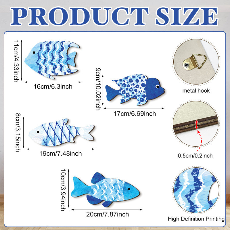 Beach Fish-Shaped Bathroom Wall Decor Set
