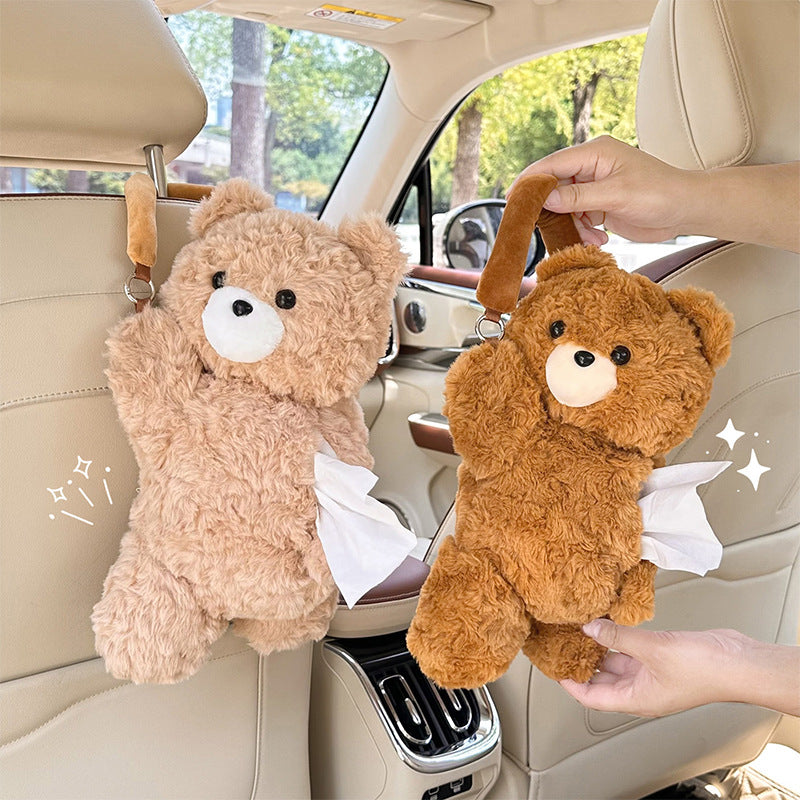**Cartoon Plush Car Tissue Box**